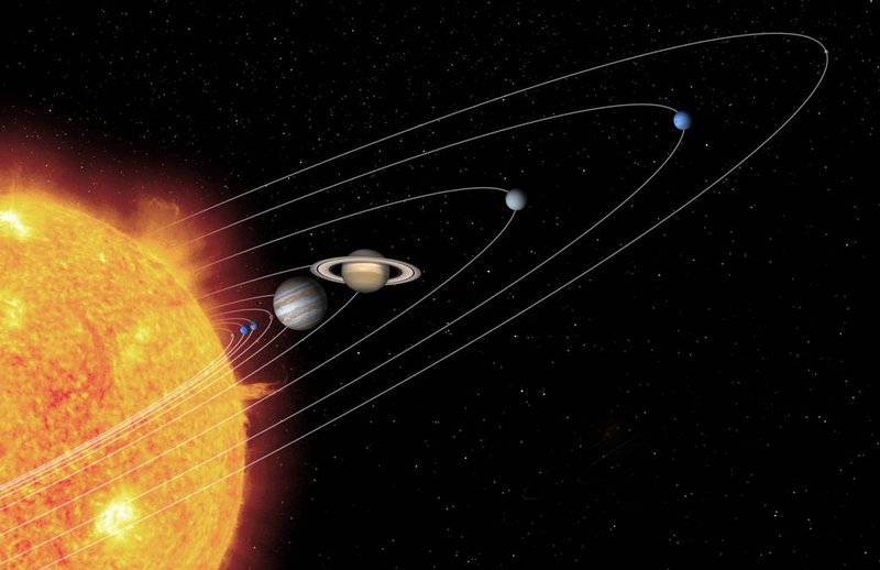 Representación artística del Sistema Solar